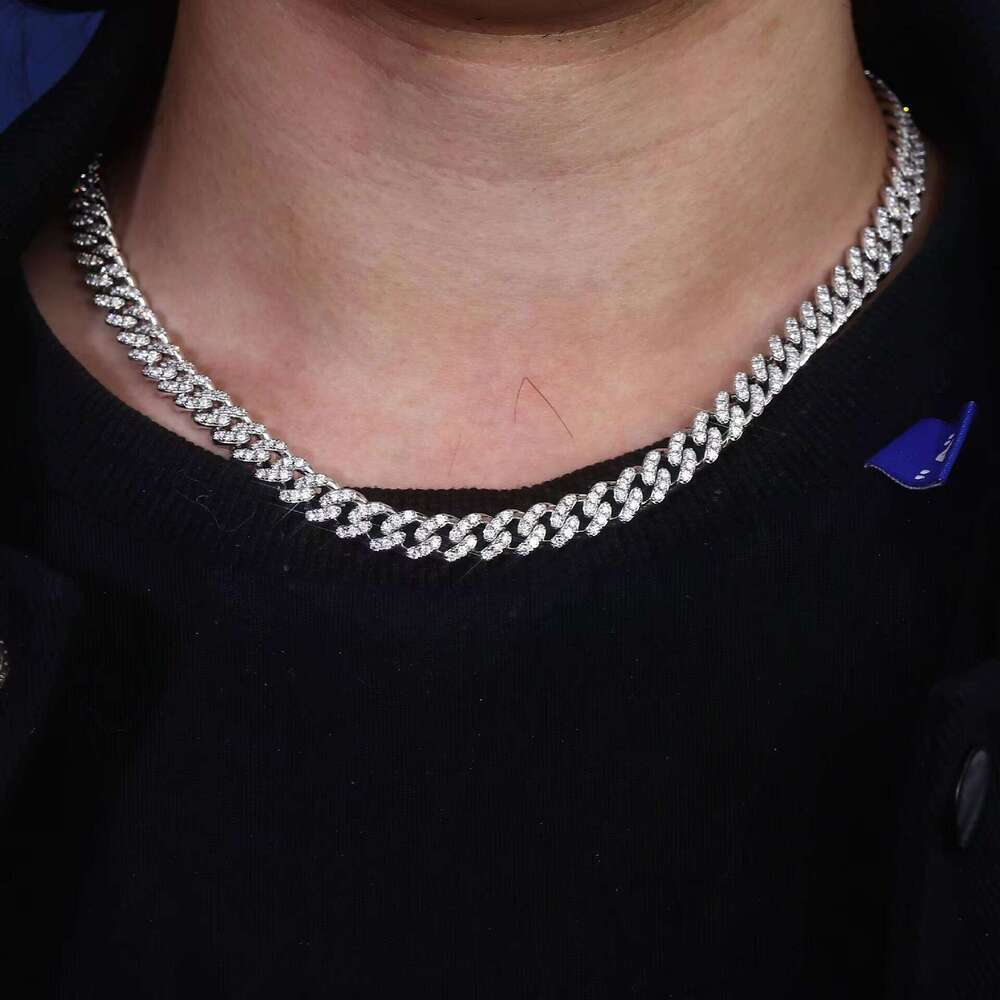 Moissanite Hip-Hop Style Men's Gift Chain 7 8 9inch Width 10mm Pure Silver Gold-Plated Cuban Bracelet