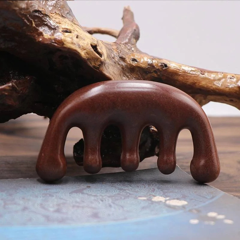 1pcs Massage Comb Natural Sandalwood Wide Five Teeth Thickened Scalp Hair Combs for Head 251107