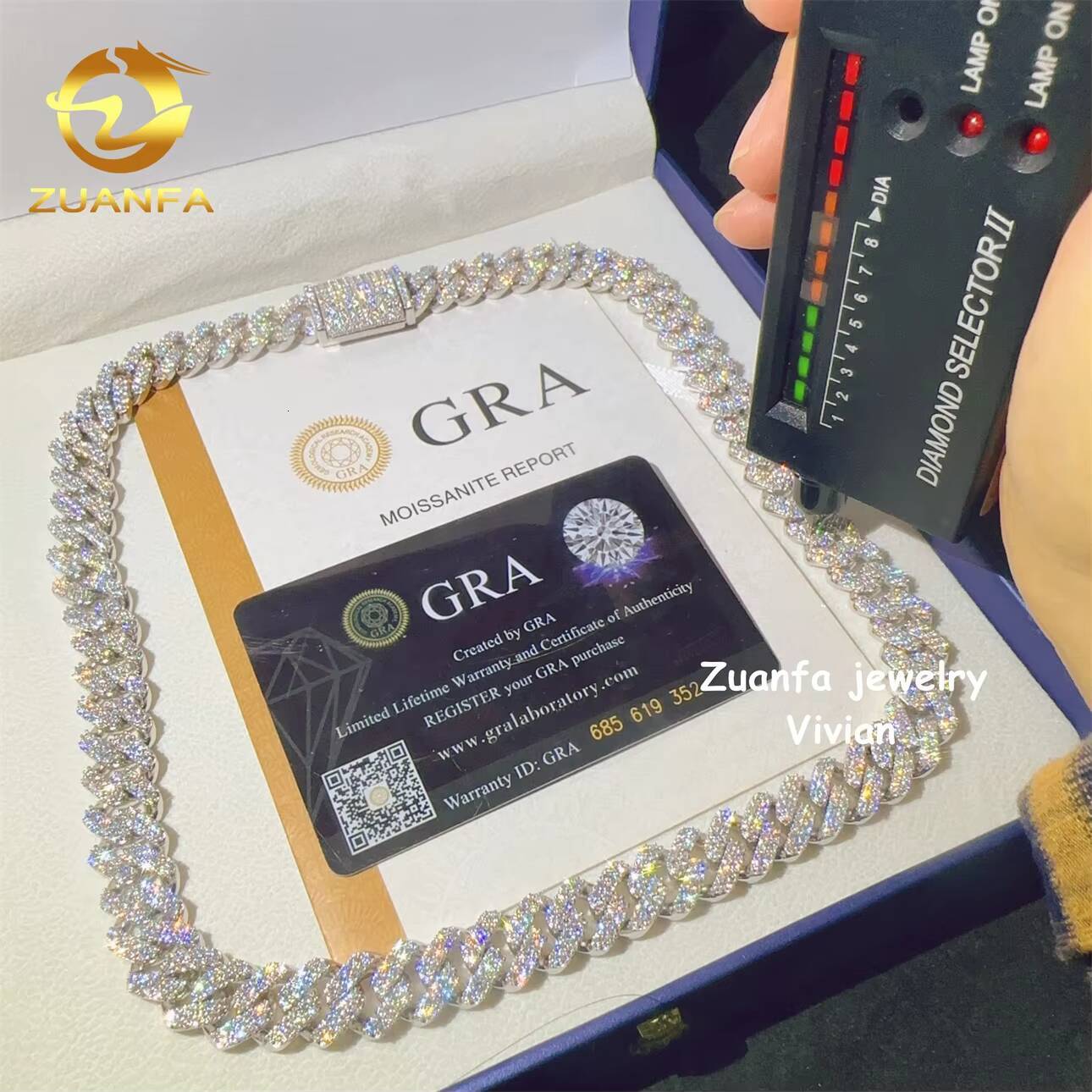 Buss Down Sterling Silver 925 VVS Moissanite Diamond Moissanite Hip Hop Jewelry 123MM Cuban Link Moissanite Necklace