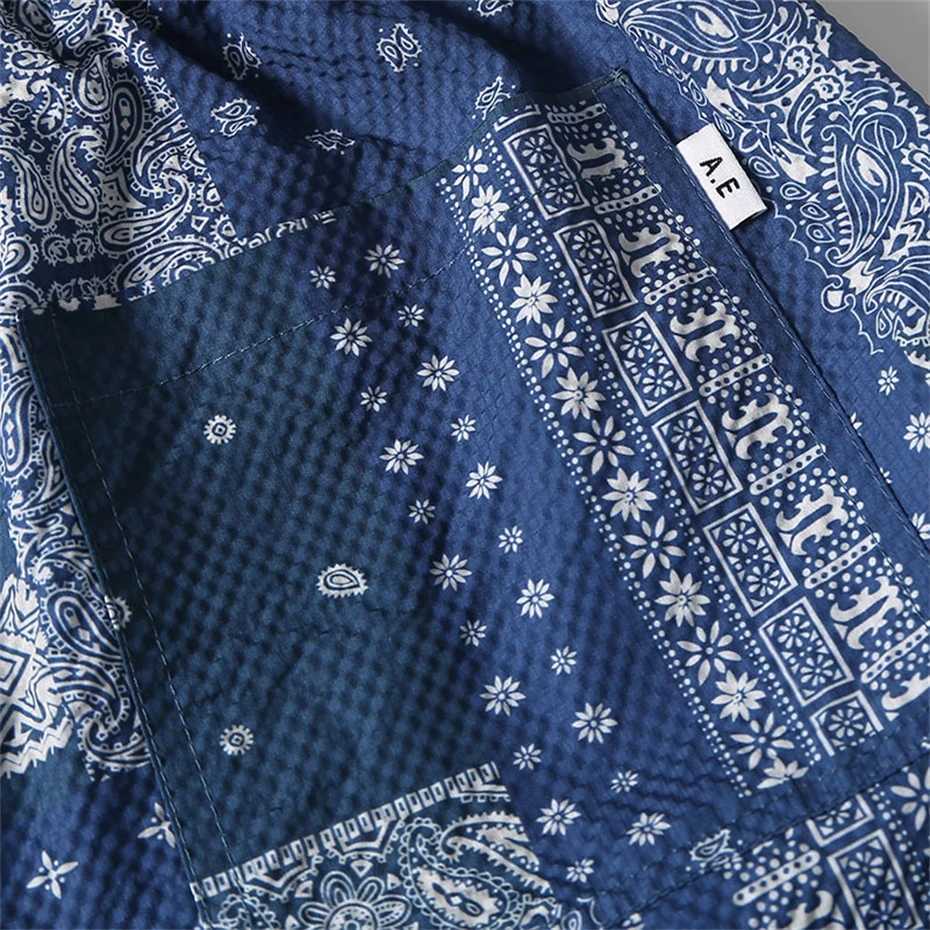 Mens Hawaiian board shorts streetwear Paisley printed casual shorts mens Harajuku summer quick drying breathable knee pants X250410