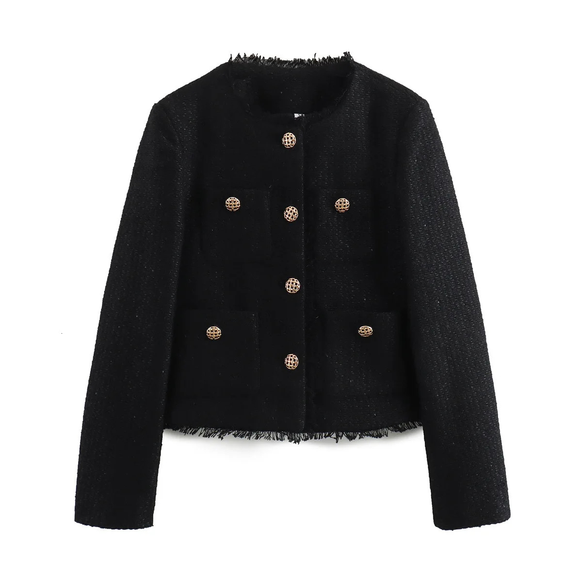 Womens Jacket Coat Tweed Cropped in Outerwears Autumn Winter Crop jacket Woman Long Sleeve Elegant Short Coats 251110