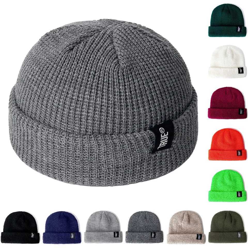 Hot Sale Daily SHORT Beanie Hat Unisex Sailor Style Winter Hat Men Women Ribbed Knitted Melon Cap True Letter Baggy HatXJ251110