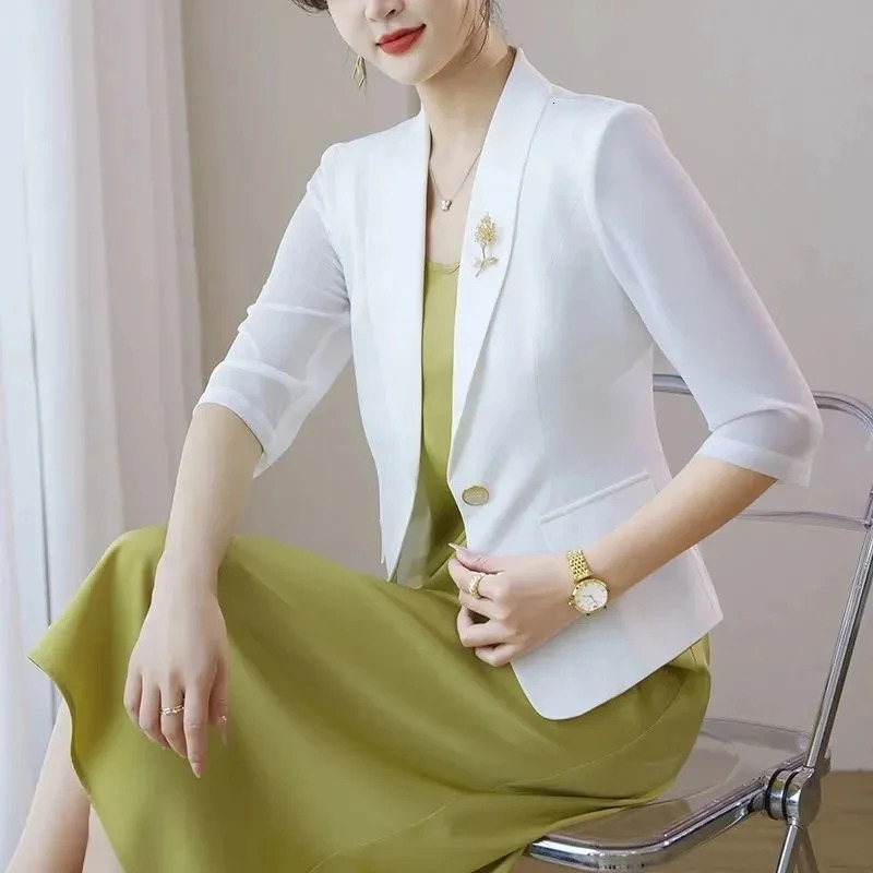 Spring and autumn womens short jacket 2025 casual thin style small elegant chiffon 250407