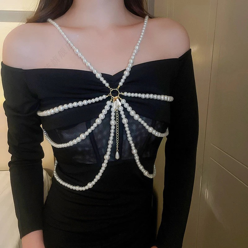 Vintage Multilayer Pearl Tassel Waist Chain for Women Wed Bridal Boho Belly Belt Body Chain Jewelry Accessories 250409