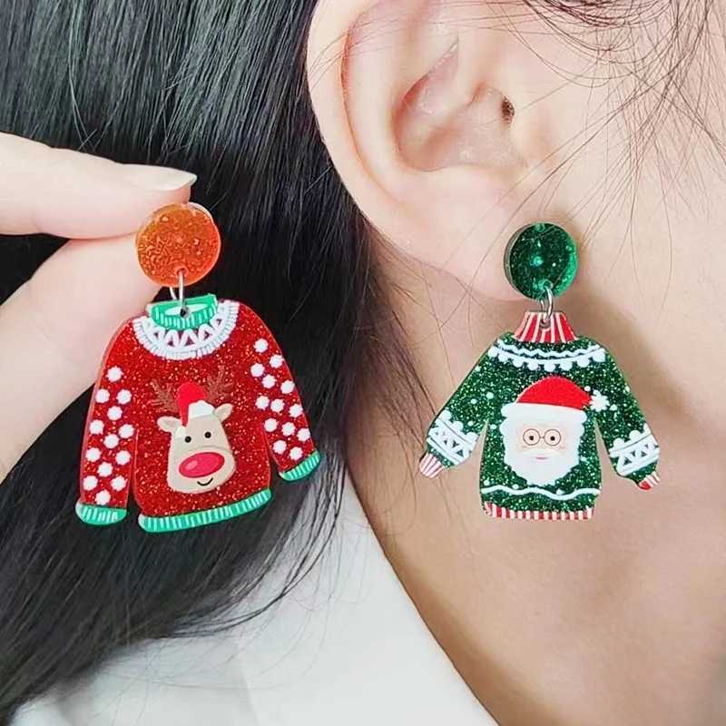 2025 New Christmas Earrings for Women Glitter Alloy Acrylic Lightweight Dangle Earrings Sparkly Merry Christmas Jewelry Gifts J251110
