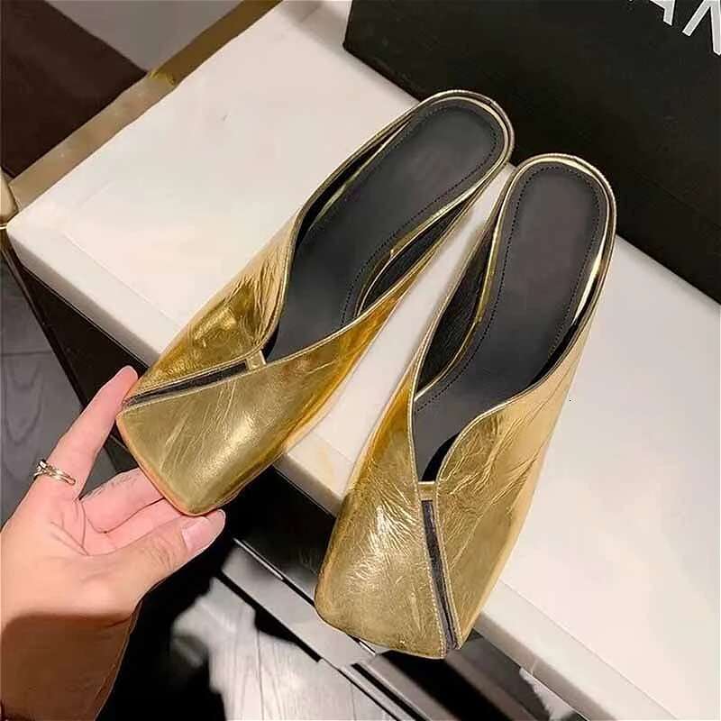 Square Toe High Heels Slippers Women Sandals Summer 2025 Brand Mules Leather Sexy Sgback Shoes Woman Pumps Sandalias