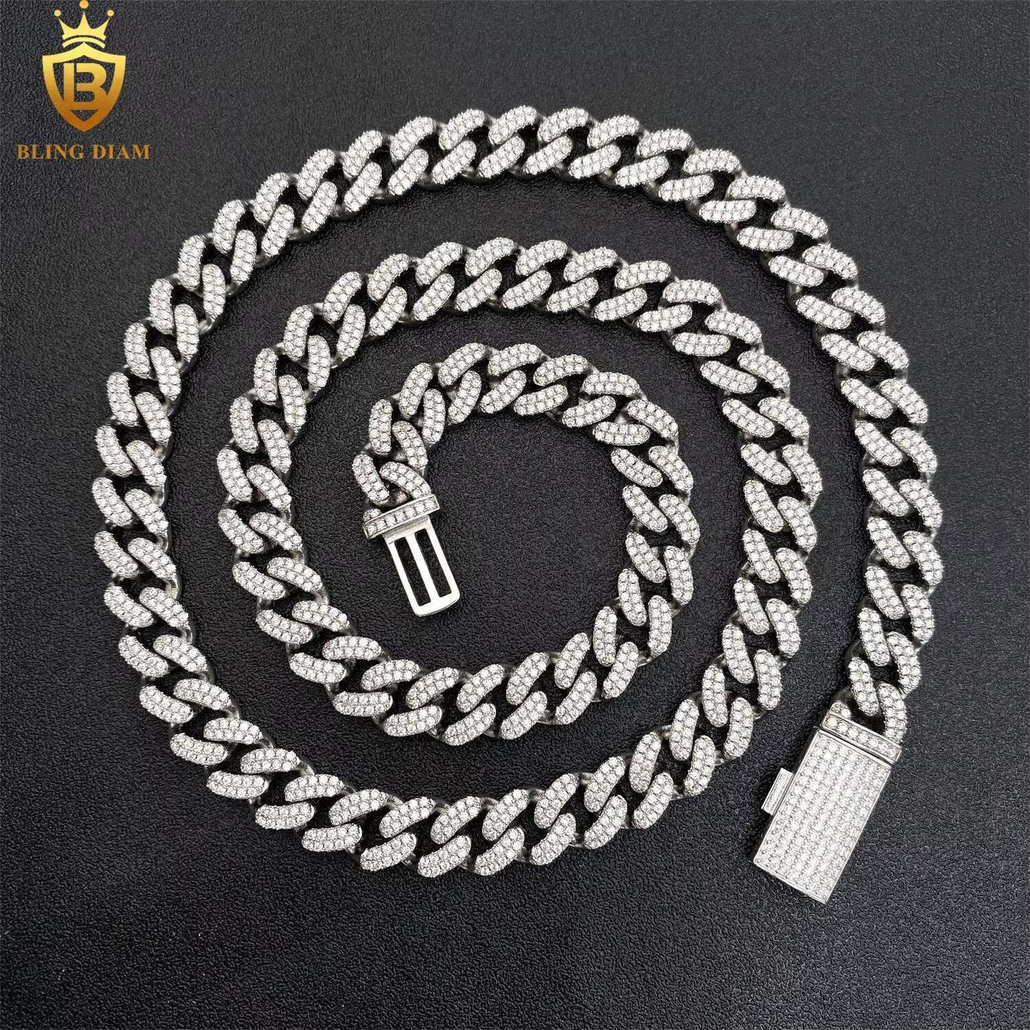 Promotion Hot Sale 10mm 2Rows Hip Hop Miami Jewelry 925 Silver Vvs Moissanite Cuban Link Chain Gra Certificate