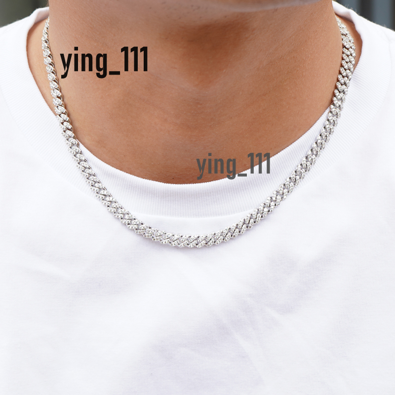 Hip Hop Iced Out Jewelry Miami Iced Out Cuban Link Chain 6mm 8mm Gold Plated 925 Sterling Silver Cuban Chain Women Men