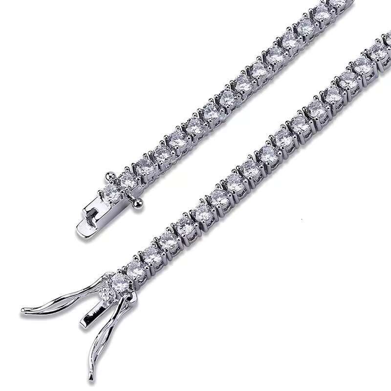 High Quality Pass Diamond Tester Hip Hop 925 Sterling Silver 2mm 3mm 4mm 5mm 6.5mm Moissanite Tennis Chain Bracelet
