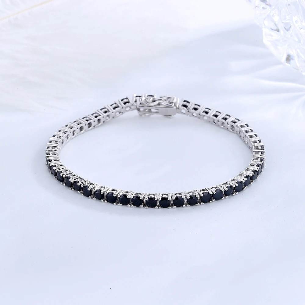 m S925 Silver Tennis Bracelet Pave Black Mix White Cubic Zircon 16-21CM Hiphop Rock Solid Fine Jewelry For Women/Men 250408