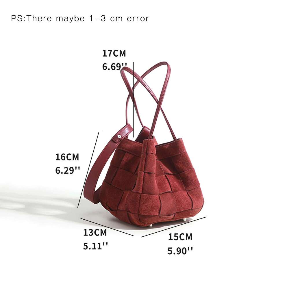 MABULA Handmade Genuine Suede Woven Top Handle Basket Purse Designer Chic Women Cell Phone Bag Elegant Crossbody Shopper Handbag