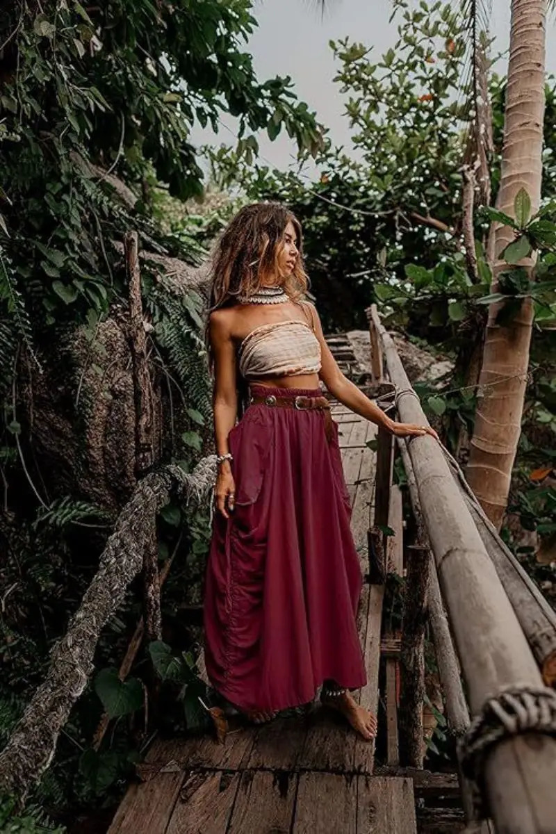 Womens casual tight fitting Bohemian loose cotton dress with drawstring and large pockets 250410