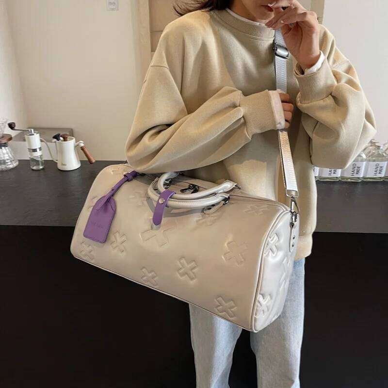 Women S Travel Duffle Fashion Bag PU Leather Gym Fitness Yoga Luggage Boston Handbags Outdoor Sports Suitcase Shoulder Tote bags