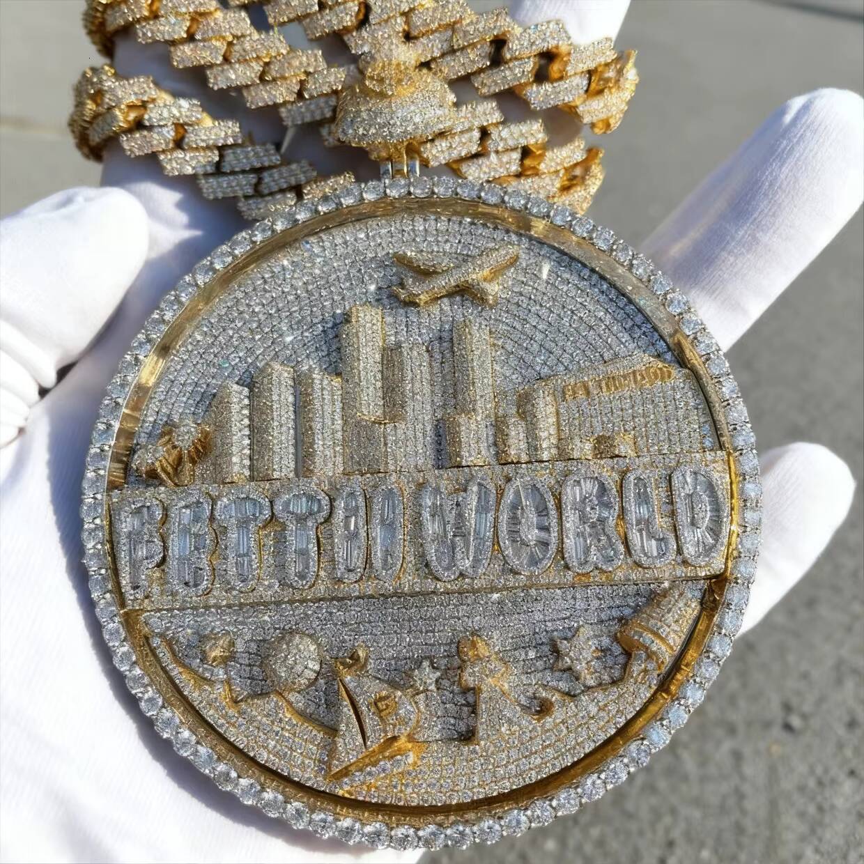 Wholesale Customized Fine Jewelry Hiphop Custom Round 925 Sterling Silver Vvs Iced Out Moissanite Pendant for Man Gift