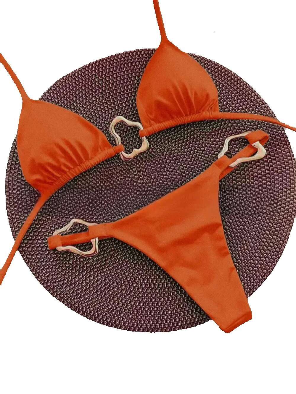 New sexy solid color slit lace up bikini women's two-piece swimsuit