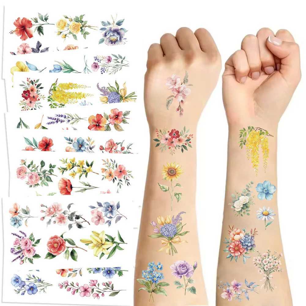 10 pieces/set of colorful temporary tattoo stickers waterproof sunflower bouquet artistic tattoo stickers decorative party gifts W250410