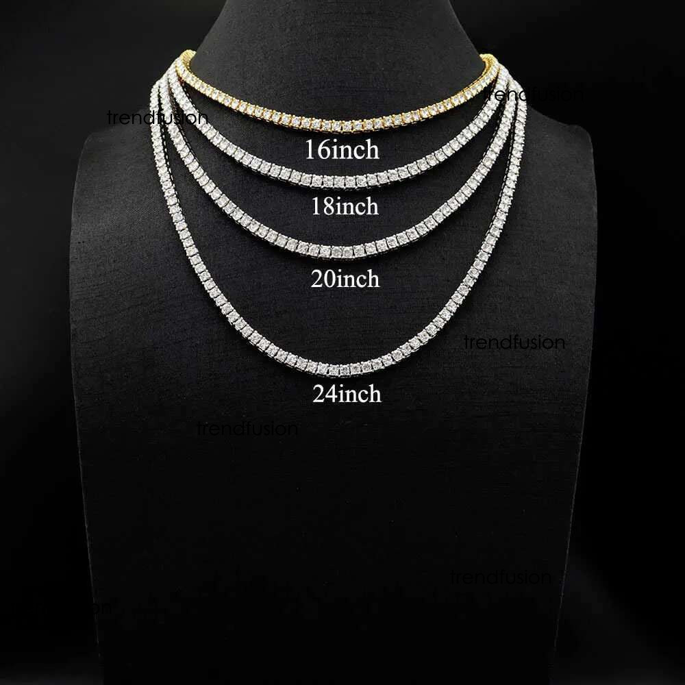 Single row hip-hop necklace 3mm Width dia tennis chain for men and women Tennis Chain jewelry