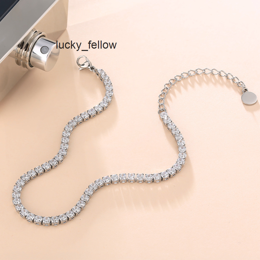 Cute 2023 Stainless Steel Silver Rose Gold Plated Diamond Tennis Anklet Foot Jewelry Women Ankle Bracelet for Women