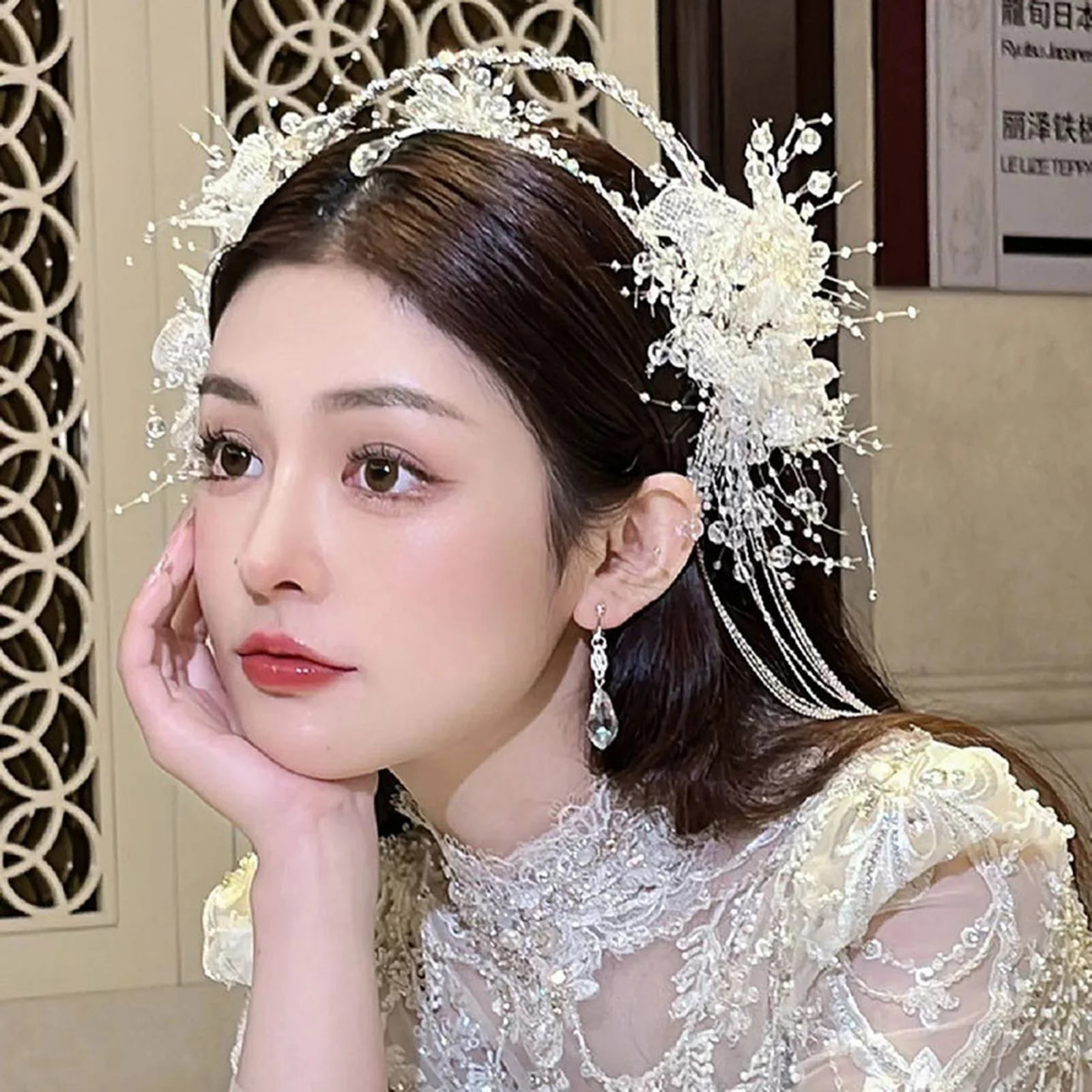 Fairy Long Tassel Hair Ornaments Fashion Hair Hoop Ear Clip Set Fairy Hair Crown Headdress Headpiece Womens Hair Accessories 250409