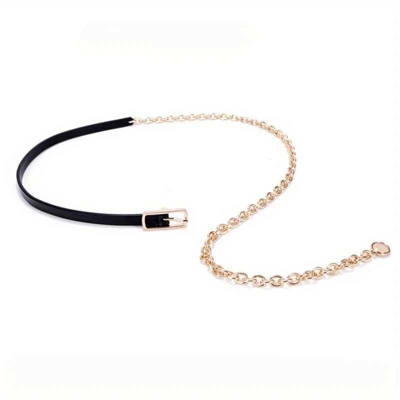 Thin strip Wen metal black waist chain fashionable shirt decoration set with cross dressing shirt chain GM103 X250410
