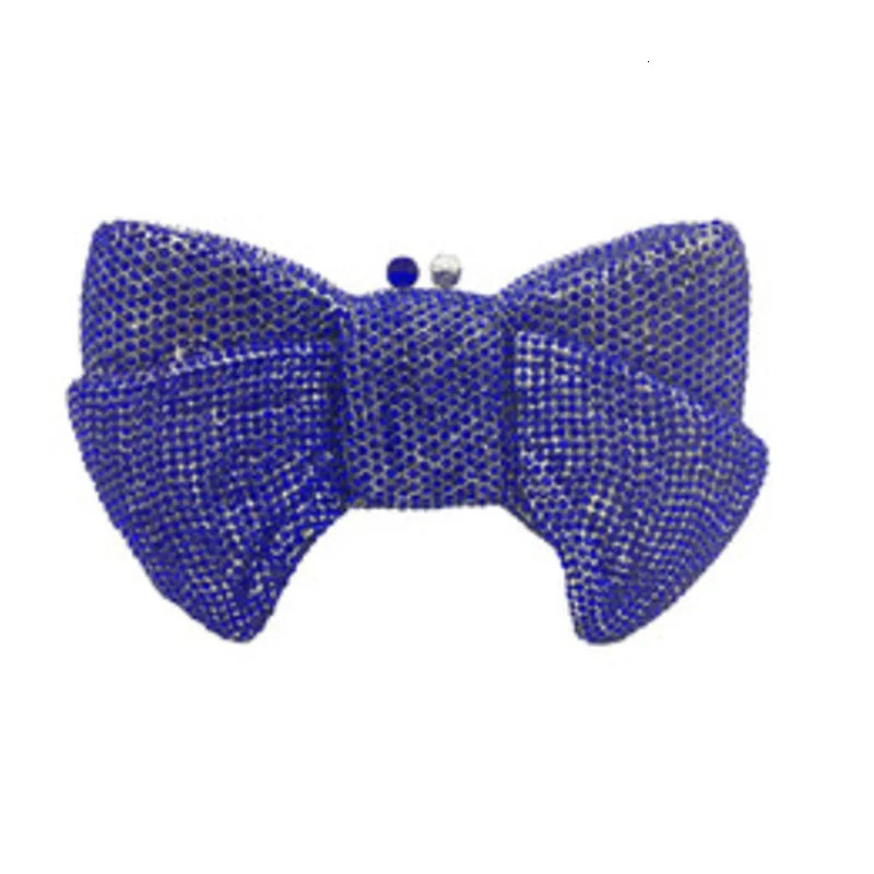 Pink Red Gold Silver Blue Bow Shape Women Crystal Handbag And Purse Party Bridal Metal Evening Wallet Ladies Diamond Clutch Bag 250409