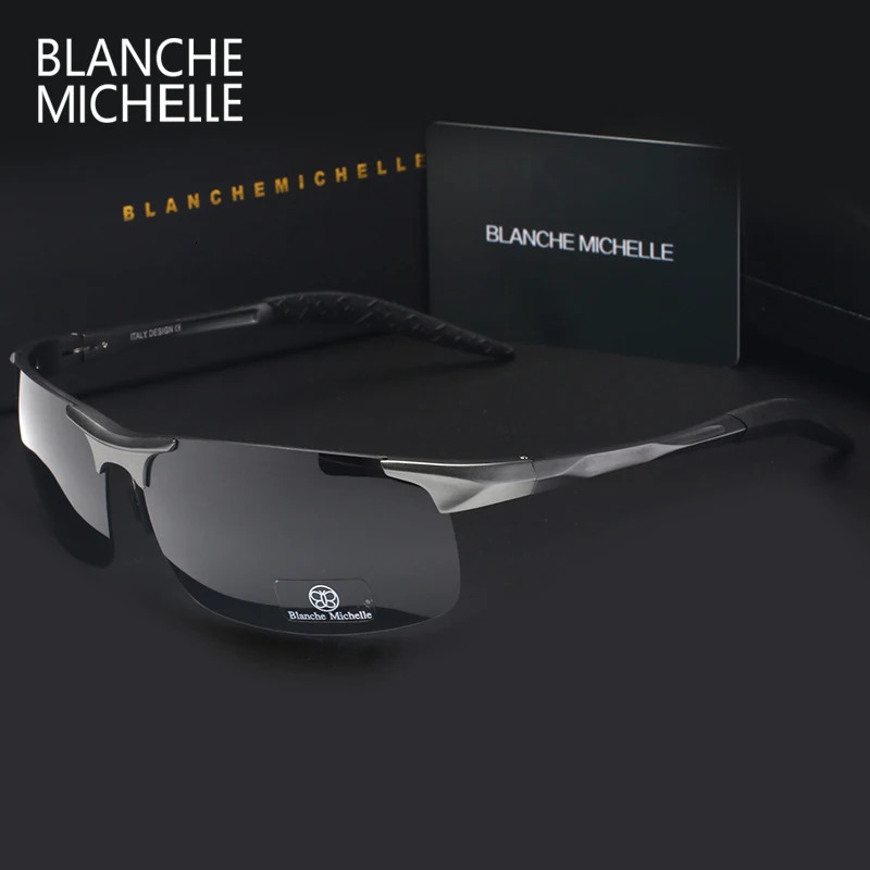 High quality ultra light aluminum magnesium sports sunglasses polarized mens UV400 rectangular gold outdoor driving 250410