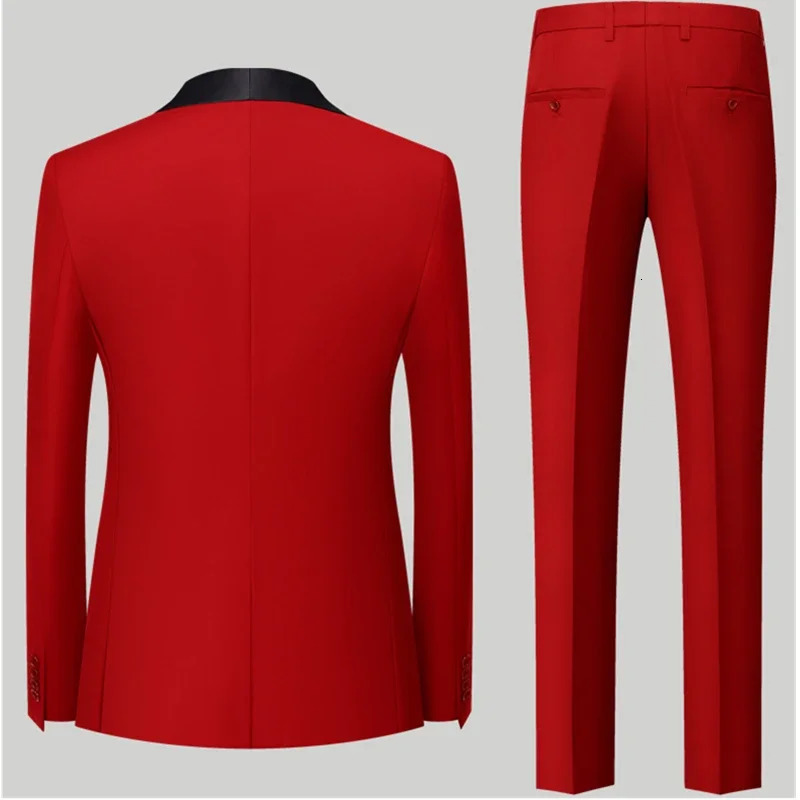 Red Mens Suit 3 Piece Wedding Party Dress Jacket with Pants Vest Blue Green Gray Black Available Asian Size M-5XL 6XL 250409