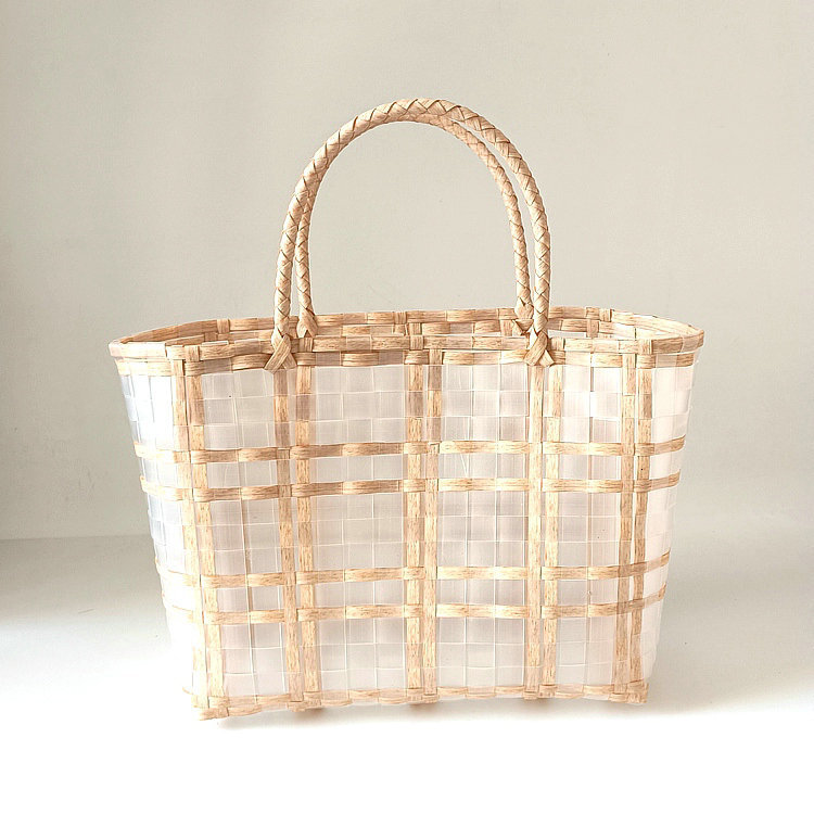 Free Shipping New Designer Bag Transparent Jelly Portable Beach Bag New Plastic Woven Tote Bag Casual Outdoor Bag Beach Bag