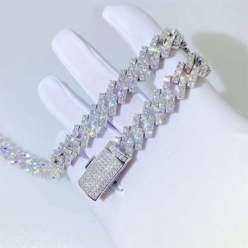 Bussdown 8mm thick 10mm 13mm pure sier chilled VVS silica Cuban chain bracelet