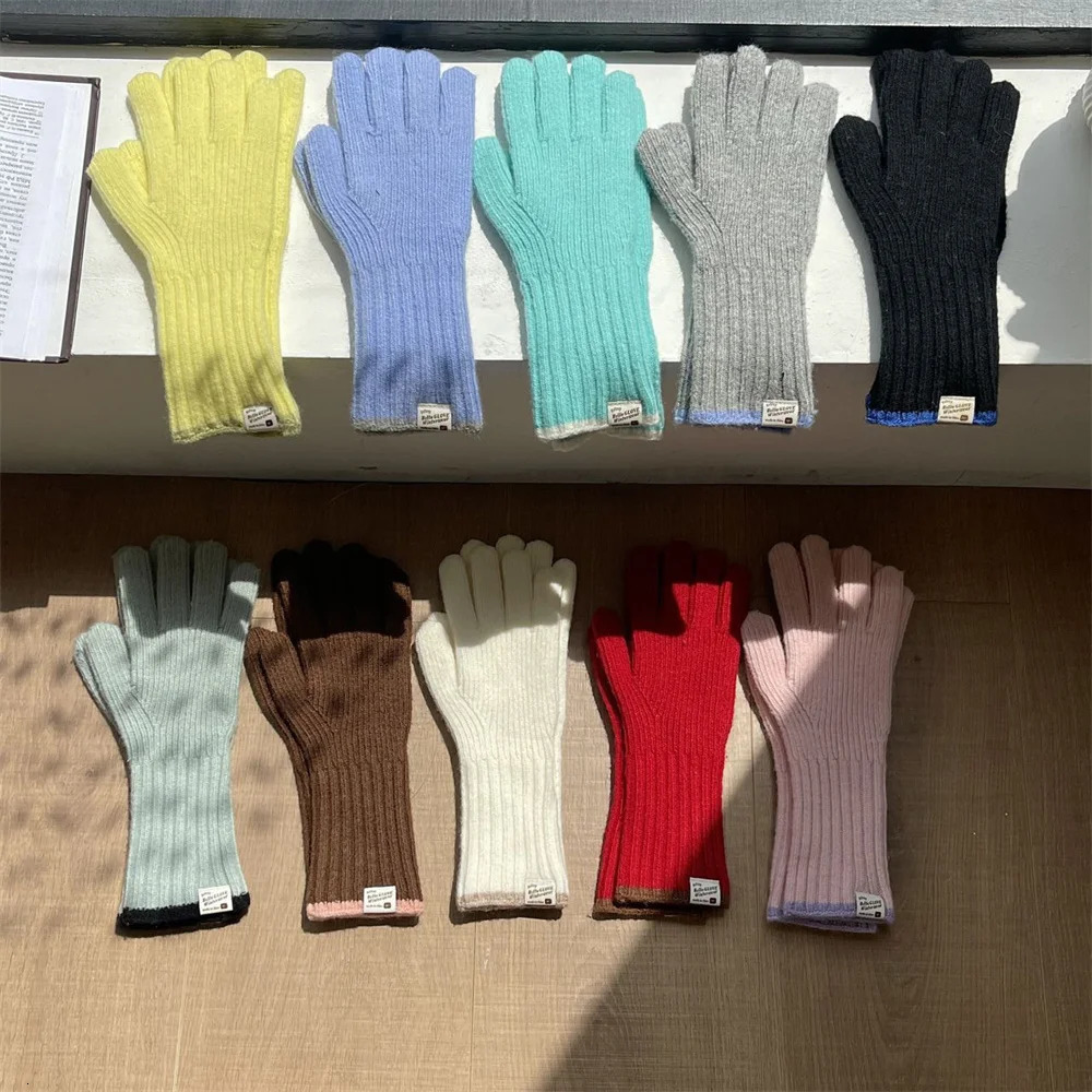 Candy-colored Knitted Gloves Can Touch The Screen Cute Winter Ins Warm Riding Cold-proof Dew Finger Student Wool Gloves 279CM 251106