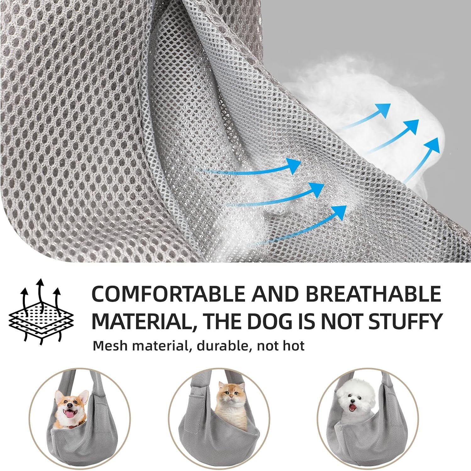 Dog Carrier Sling - Super Breathable Double sided Dog Handbag with Storage Bag, Travel Safety Chest Strap, Hands Free Dog Strap Strap, Used for Carryi