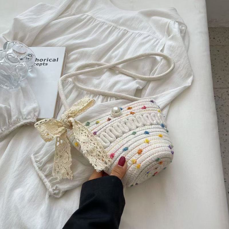 New Shell Single Shoulder Crossbody Women's Fashion Cotton Small Phone Beach Woven Bag