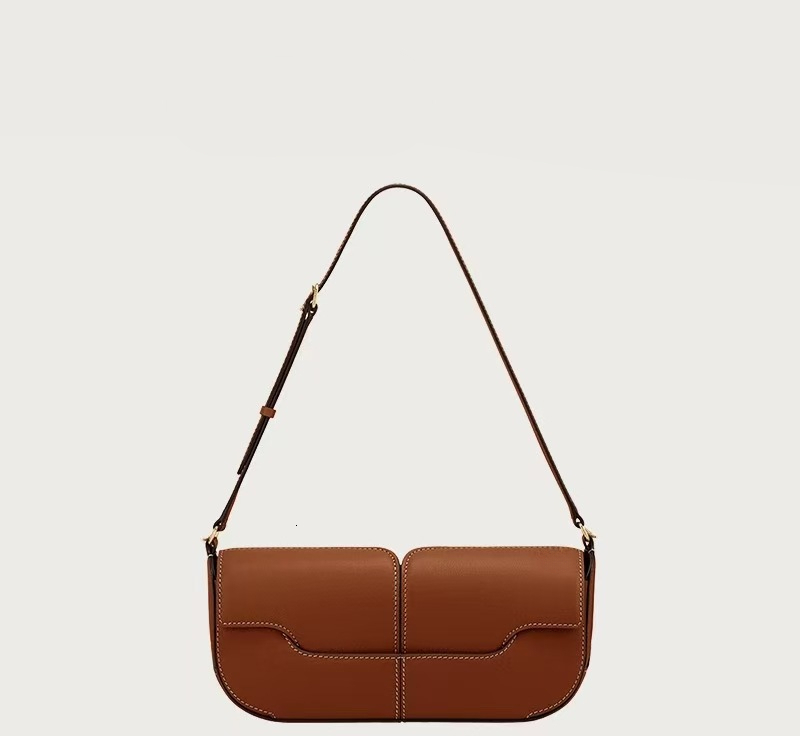 Winter new rectangular handbag genuine leather solid color simple luxury handbag new fashion trend designer bag women's shoulder crossbody bag