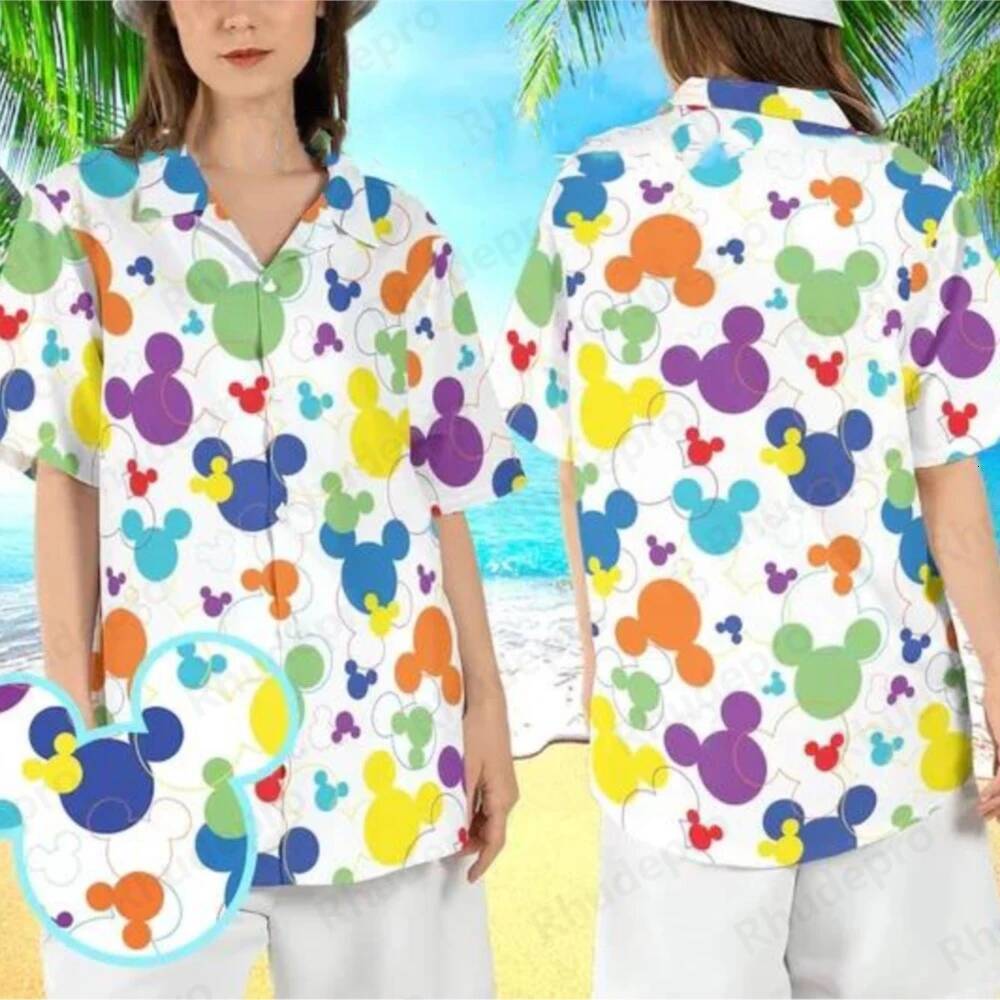 Ddmytues Summer Classic Hawaiian Steamboat Willie Cruise Hawaii Men Women's Casual Short Sleeved Shirt