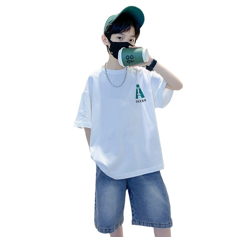 GS- Ddmyshoesvip Boys Clothes Short T Shirt Middle Aged Children S Clothing Summer New Style Boys Half Sleeved T Shirt Top Trendy