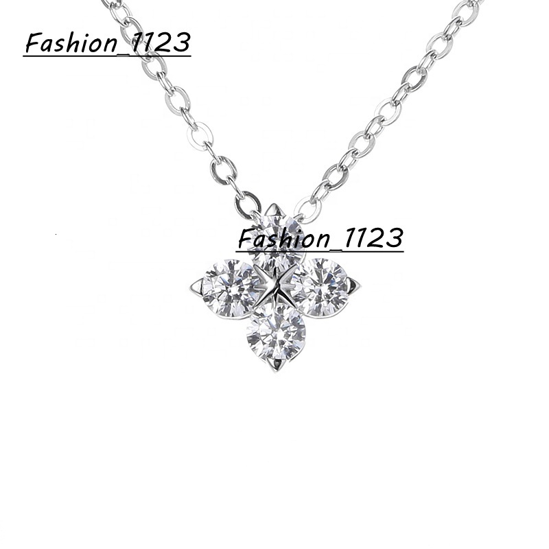 Fine Jewelry Adjustable 925 Sterling Silver Moissanite Pendant Four Leaf Clover Necklace Link Chain Women Gift Anniversary