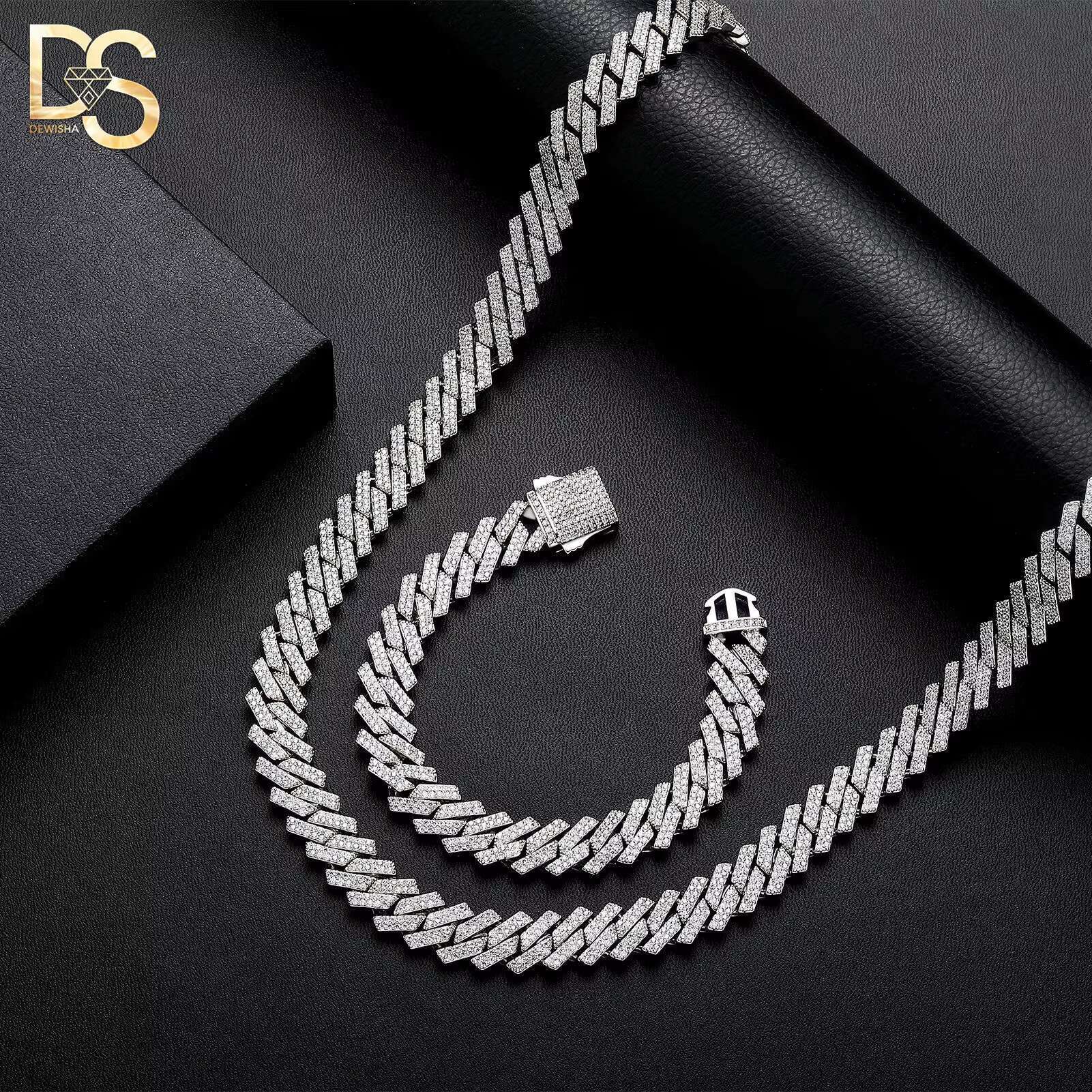 Hot Sale 13mm 14k Gold Silver Plating 12mm Copper Zircon Iced Out Cuban Necklace and Bracelet