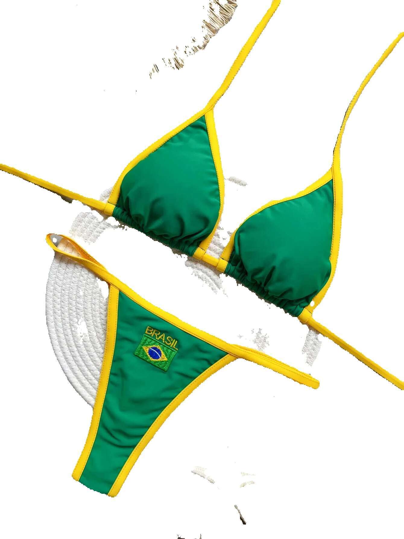 Ruotonsept sexy embroidery Brazilian flag comparison split bikini women's patchwork swimsuit spicy girl set summer beach outfit