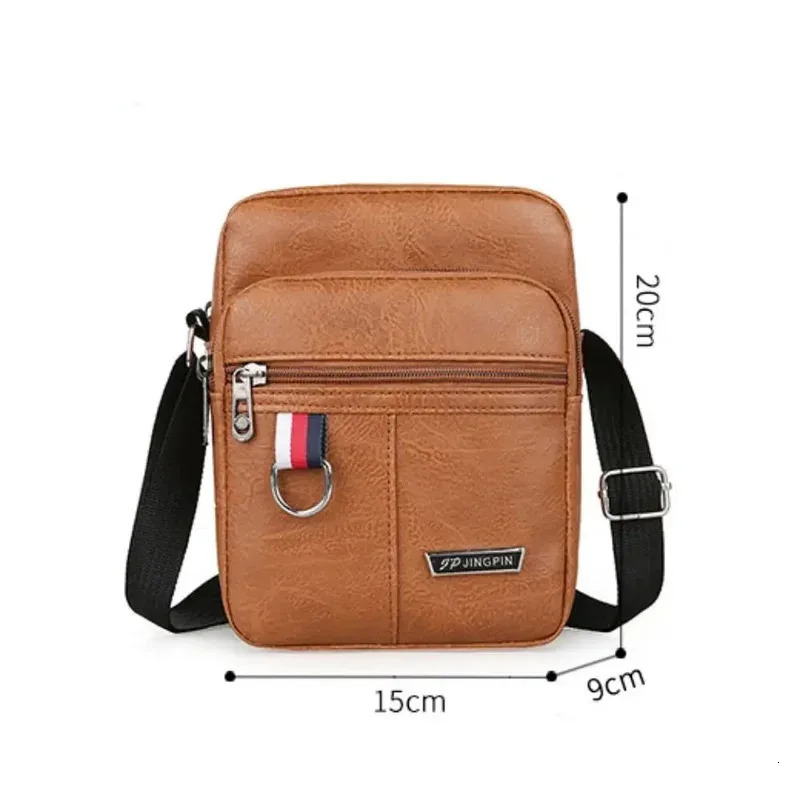 Mens High Quality PU Leather Shoulder Bag Large Capacity Chest Fashion Casual Solid Color Crossbody 251110