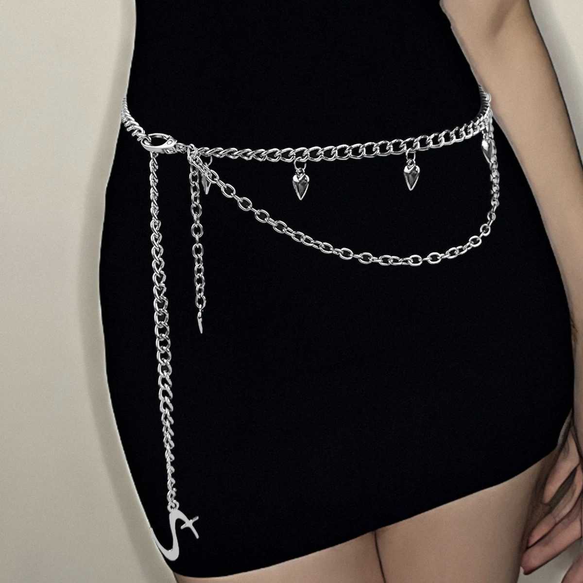 Metallic mti layer edge waist chain wens fashion dress inlaid with warm chain wens accessories X250410