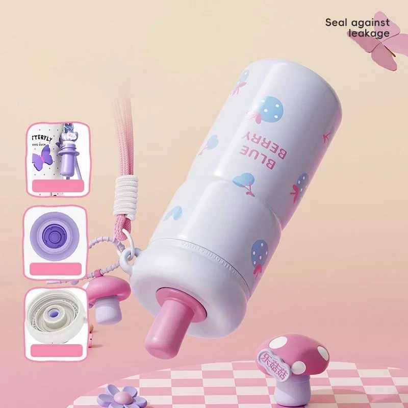 Fashionable cup 680ml Thermos Cup with Straw Stainless Steel Ceramic Inner Insated Cup Cartoon Travel g Portable Water Bottle Y251110