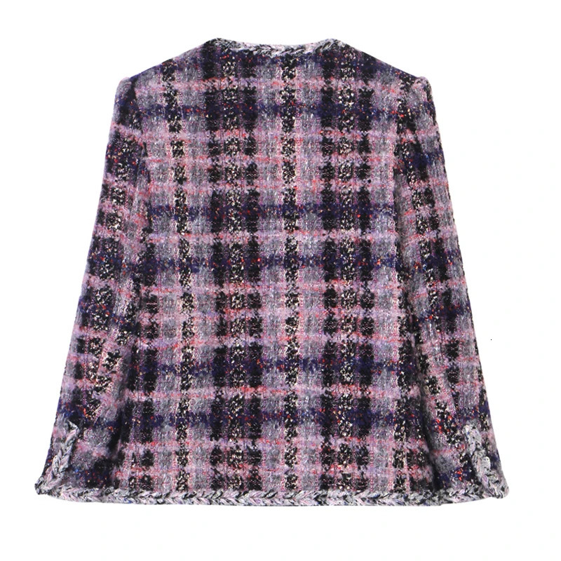 French elegant comfortable and atmospheric midlength purple mist wool mixed highend n tweed jacket 251110