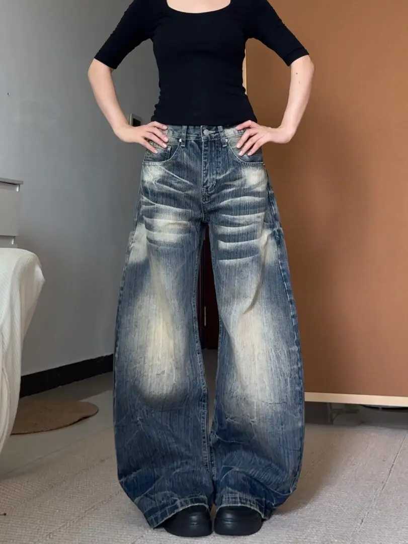 American High Street Wide Leg Jeans Trendy and Fashionable High Waisted Wide Leg Jeans Harajuku Style Hip Hop Y2k Trousers C251110