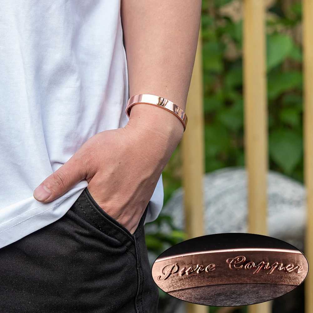 Vinterly Pure Copper Bracelets Magnetic Therapy Arthritis Shiny Adjustable High Magnets Open Cuff 10mm Bangles Resizable JewelryC250410
