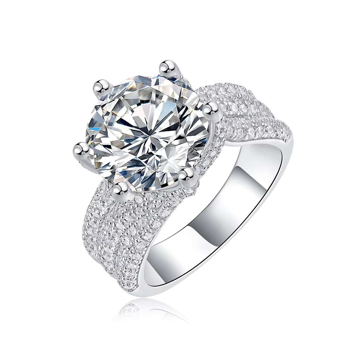 Hot Selling 925 Sterling Silver 5 Mosan Diamond Ring New Style Rose Gold Plated for Engagement or Party