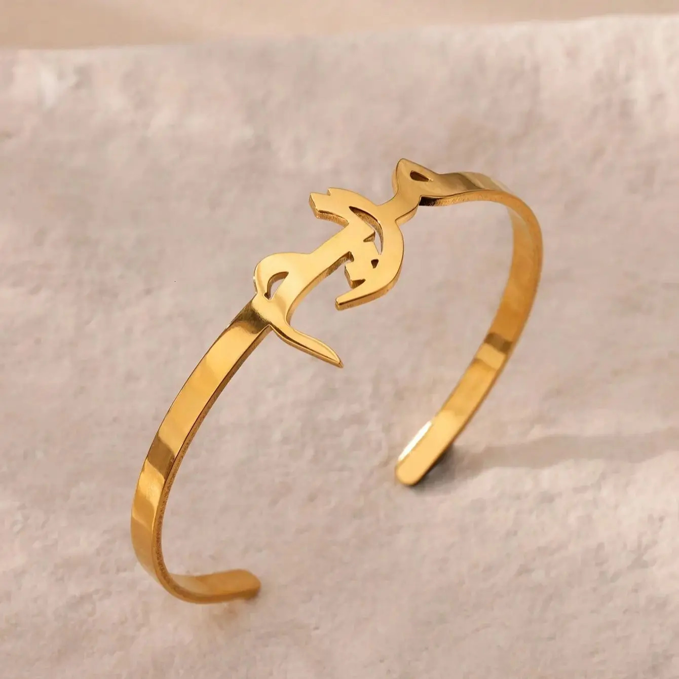 Personalized Arabic name bracelet with heart-shaped customization dual name stainless steel adjustable bracelet with opening Islamic jewelry gift 2504