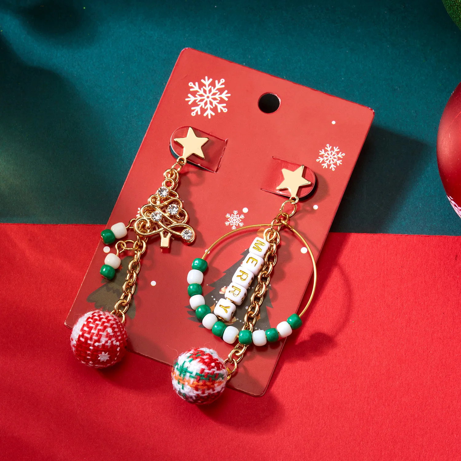 n Asymmetric Christmas Tree Long Tassel Earrings for Women Xmas Snowflake Bells Dangle Earrings Holiday Party Jewelry 251031