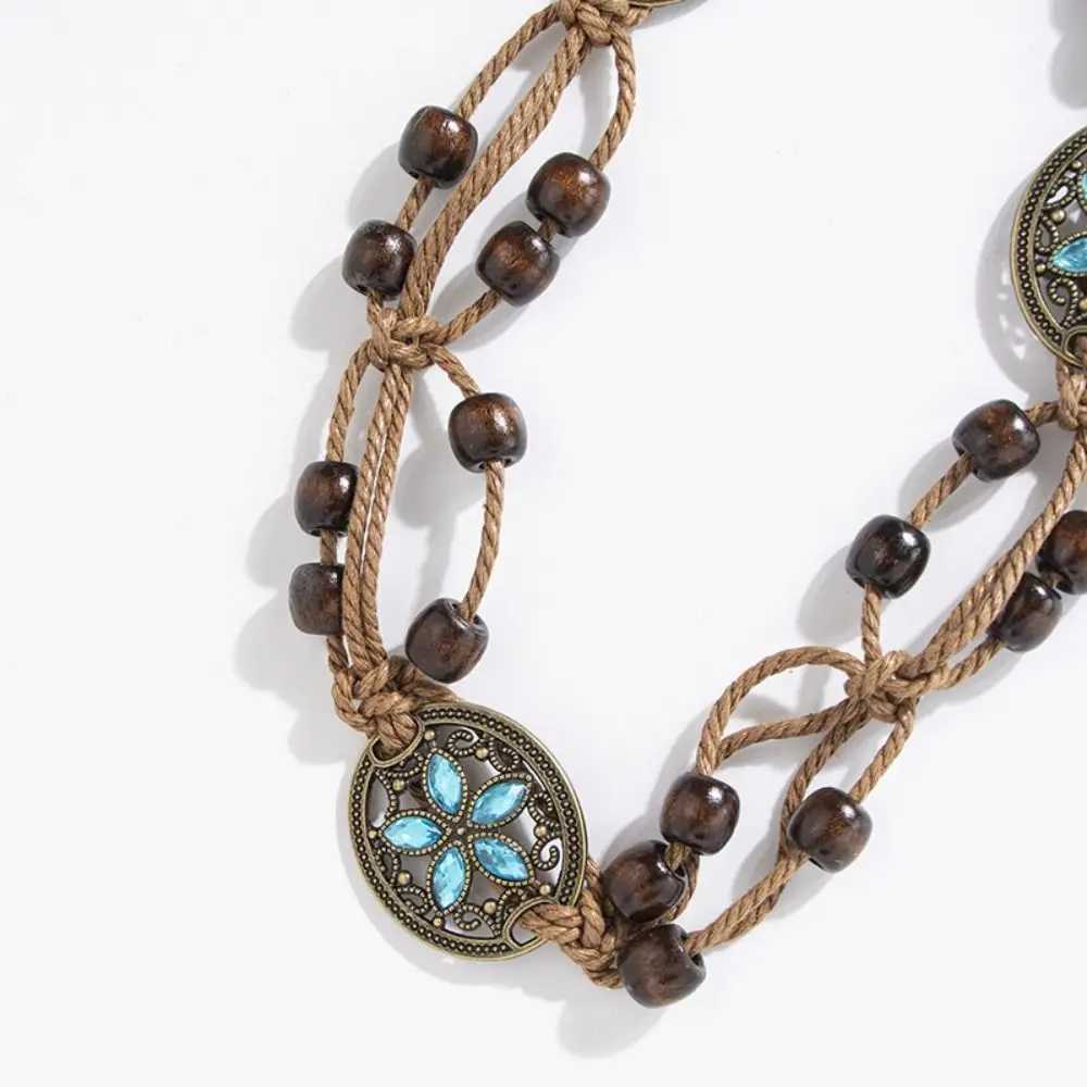 Bohen woven waist chain fashionable retro dress leather tassel belt body belt ethnic style waist rope X250410