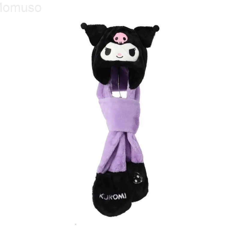 Sanrio Hello Kitty Kuromi Cinnamoroll Cartoon Cute Hat for Girls Winter Outdoor Windproof and Warm Integrated Scarf and Gloves H251110