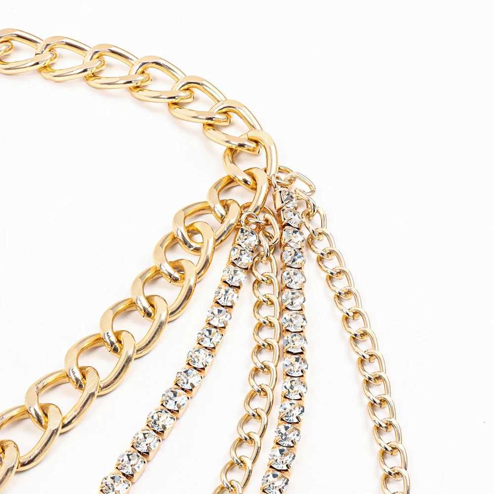 Punk Metal Waist Chain Beach Body Chain Rhinestone Mtilayer Summer Luxury Gold 1-Piece Set X250410